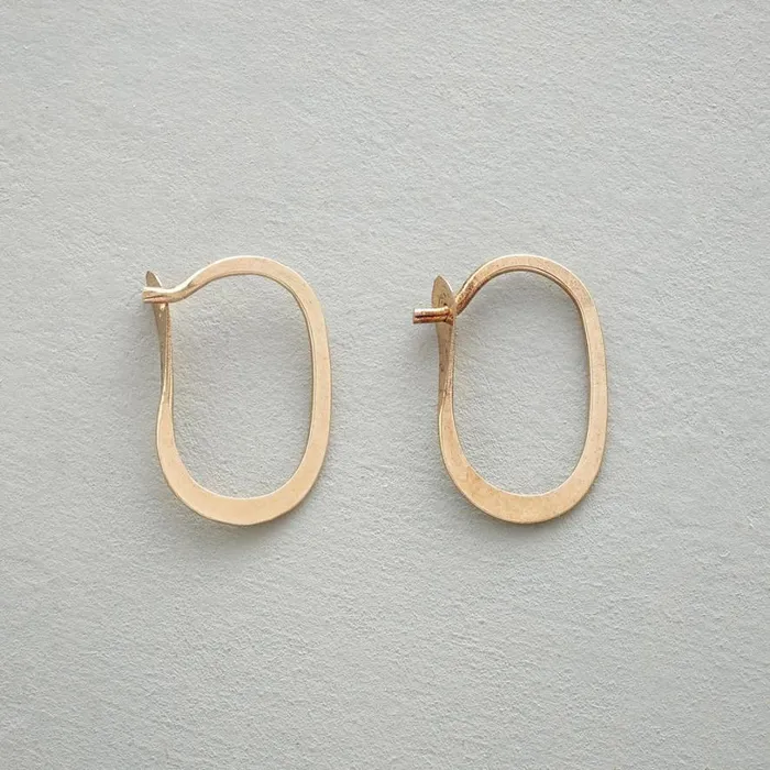 Women Small Gold Ellipse Hoops Sundance Catalog Earrings