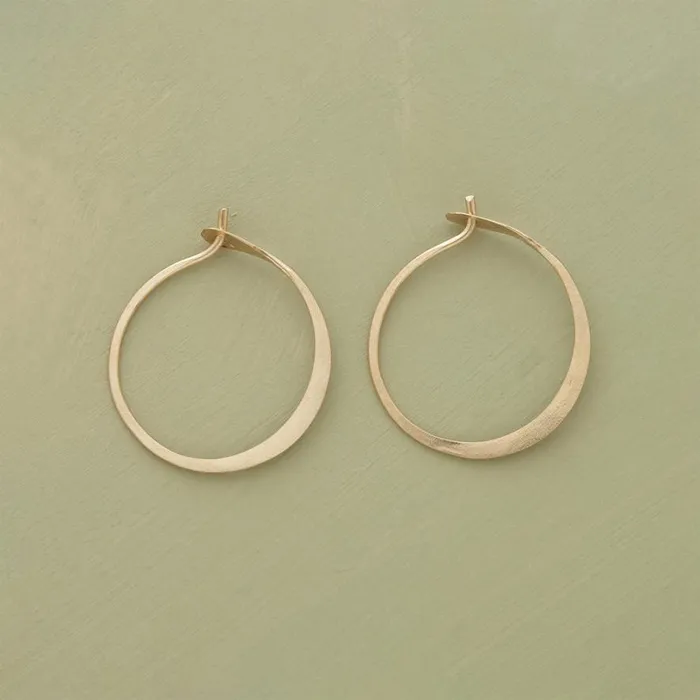 Women Small HandForged Gold Hoops Sundance Catalog Earrings