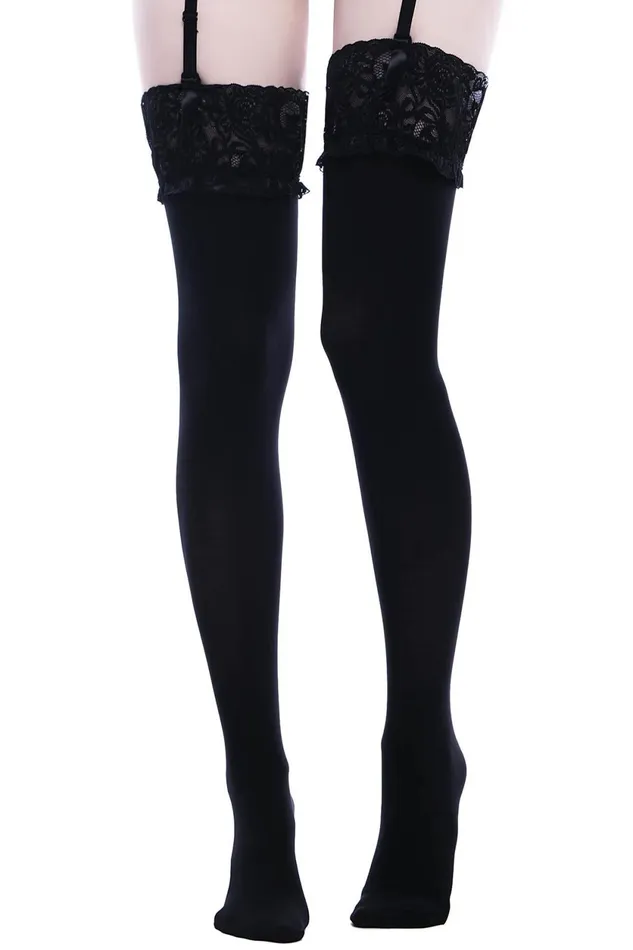 Women Socks and Tights Killstar Stop Staring Thigh High Socks