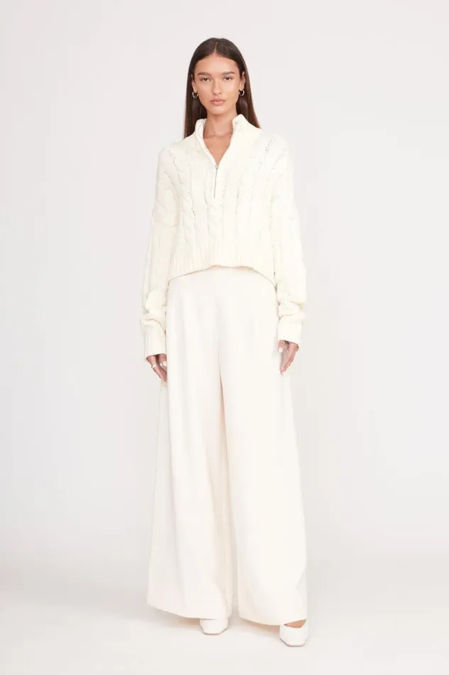 Women STAUD Knits CROPPED HAMPTON SWEATER IVORY Women STAUD Knits CROPPED HAMPTON SWEATER IVORY