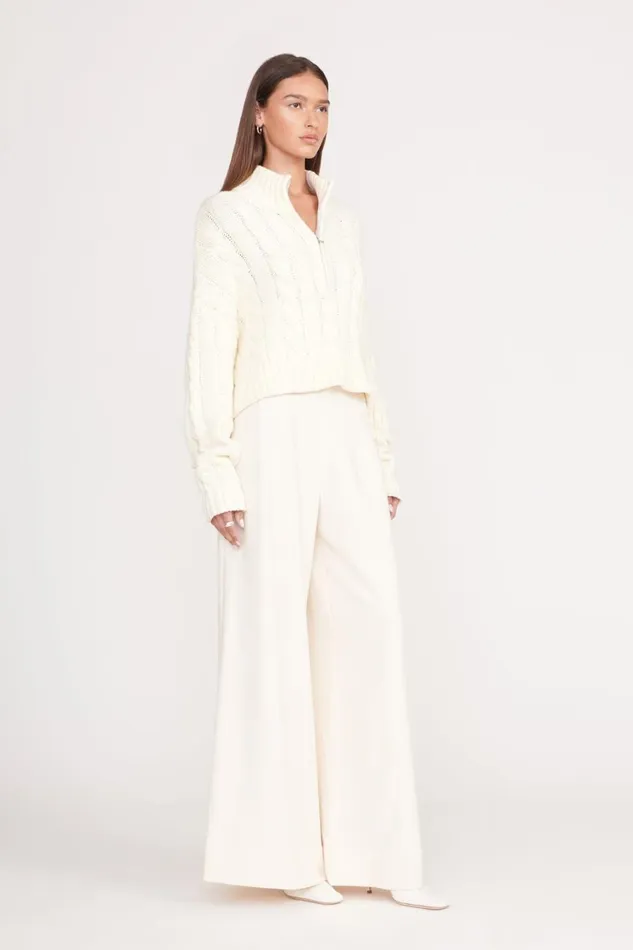 Women STAUD Knits CROPPED HAMPTON SWEATER IVORY Women STAUD Knits CROPPED HAMPTON SWEATER IVORY