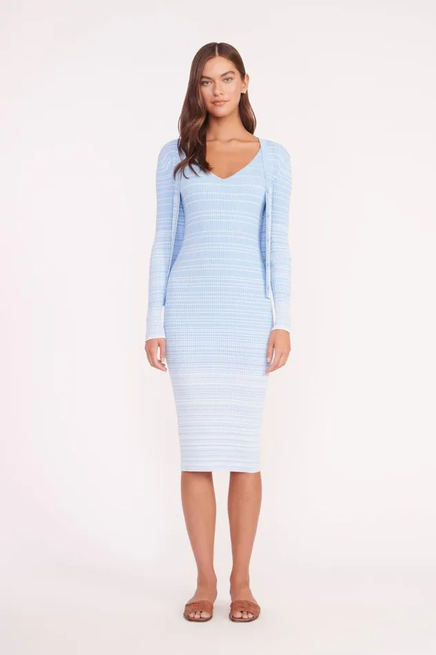 Women STAUD Knits DANA DRESS FRENCH BLUE WHITE