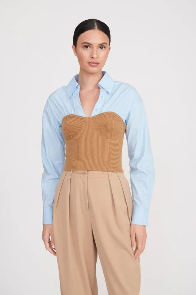 Women STAUD Knits HAZEL TOP CAMEL FRENCH BLUE