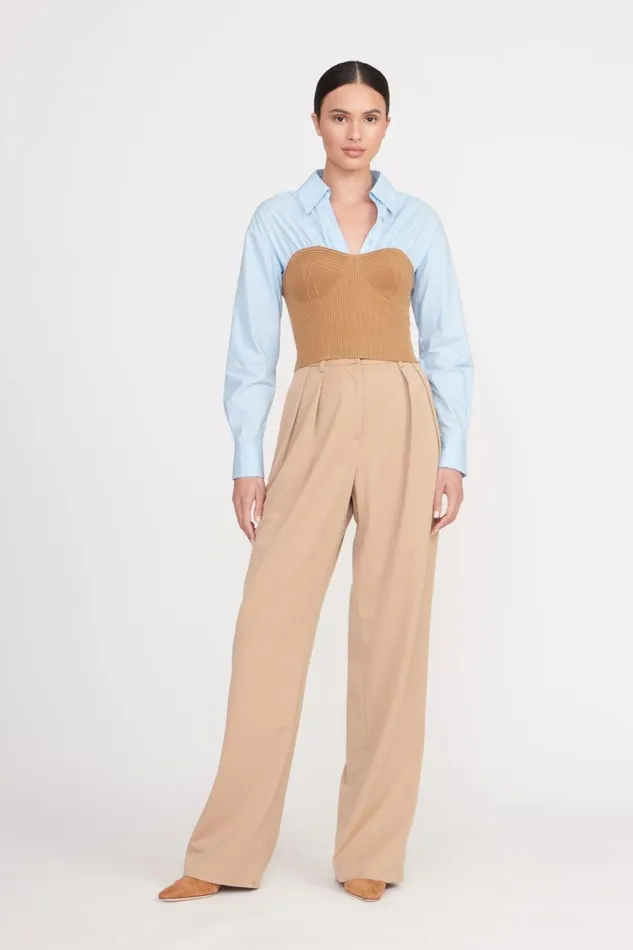 Women STAUD Knits HAZEL TOP CAMEL FRENCH BLUE Women STAUD Knits HAZEL TOP CAMEL FRENCH BLUE