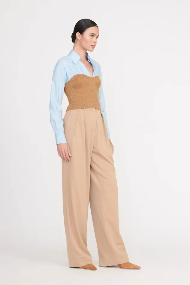 Women STAUD Knits HAZEL TOP CAMEL FRENCH BLUE Women STAUD Knits HAZEL TOP CAMEL FRENCH BLUE