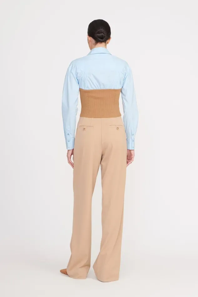 Women STAUD Knits HAZEL TOP CAMEL FRENCH BLUE Women STAUD Knits HAZEL TOP CAMEL FRENCH BLUE