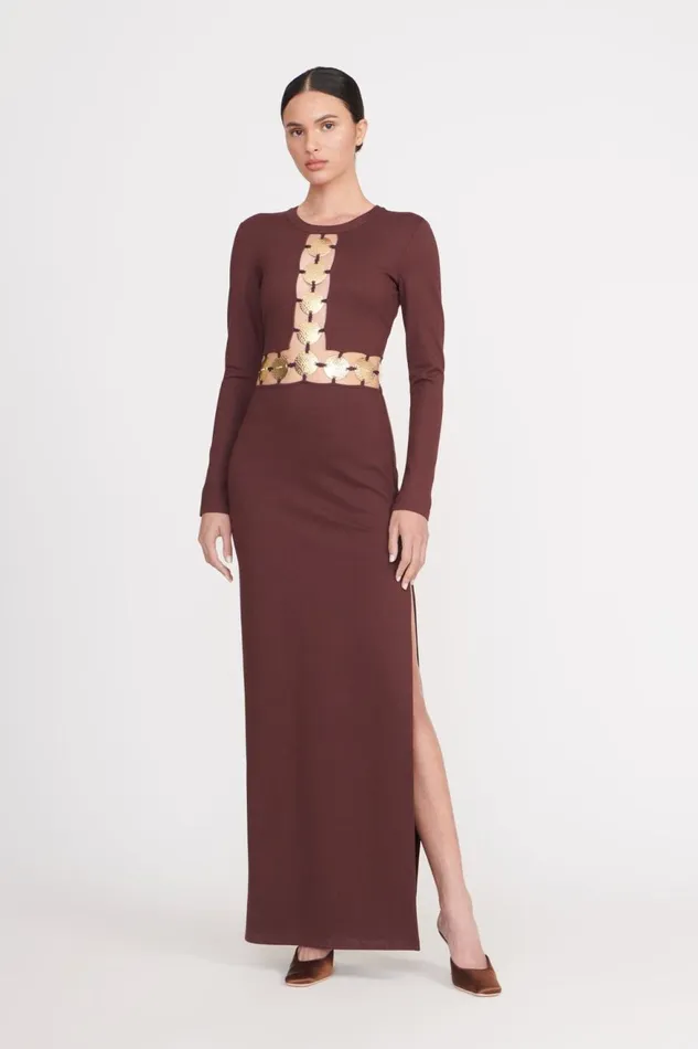 Women STAUD Occasion Dresses DELPHINE DRESS DARK CHOCOLATE