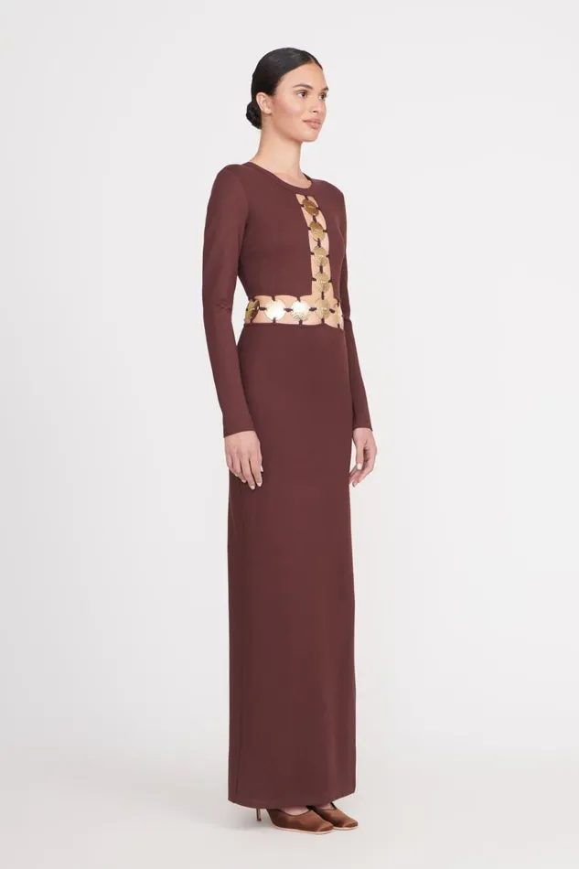 Women STAUD Occasion Dresses DELPHINE DRESS DARK CHOCOLATE Women STAUD Occasion Dresses DELPHINE DRESS DARK CHOCOLATE