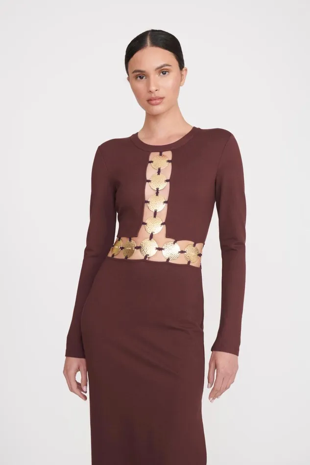 Women STAUD Occasion Dresses DELPHINE DRESS DARK CHOCOLATE Women STAUD Occasion Dresses DELPHINE DRESS DARK CHOCOLATE