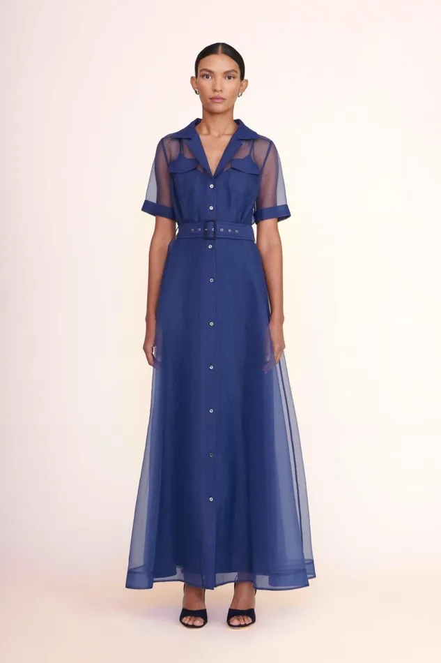 Women STAUD Occasion Dresses MILLIE DRESS NAVY ORGANZA