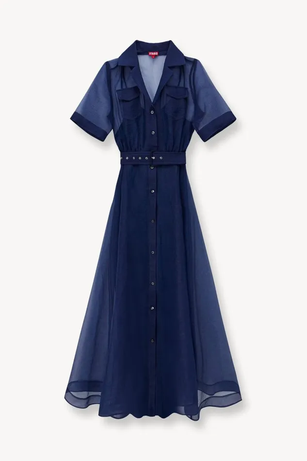 Women STAUD Occasion Dresses MILLIE DRESS NAVY ORGANZA