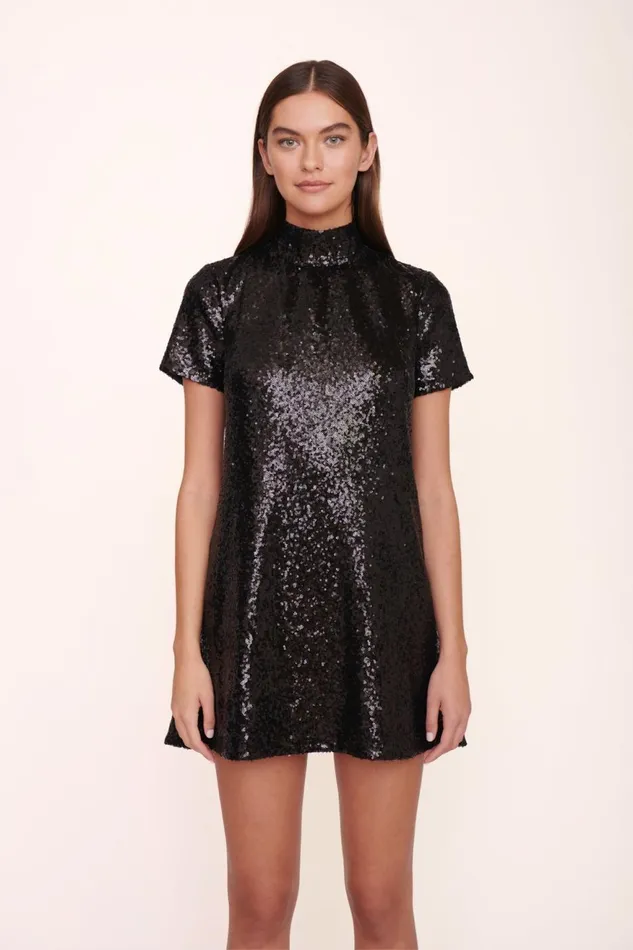 Women STAUD Occasion Dresses MINI ILANA DRESS BLACK SEQUINS