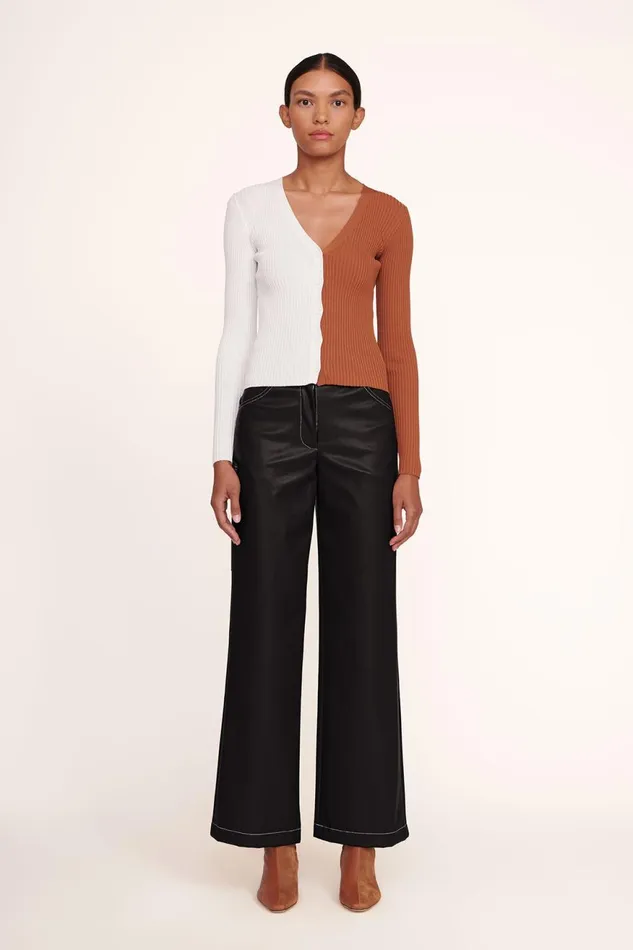 Women STAUD Pants and Shorts DOMINO PANT BLACK VEGAN LEATHER