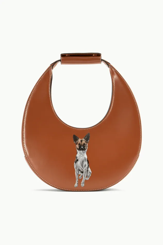 Women STAUD Pet Handbags CUSTOM MOON BAG TAN