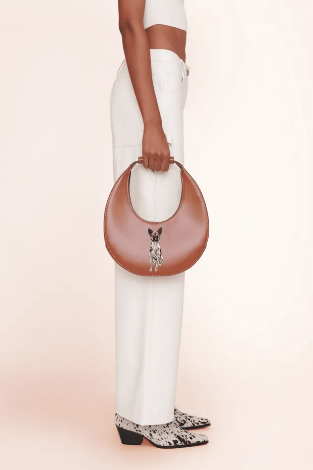 Women STAUD Pet Handbags CUSTOM MOON BAG TAN