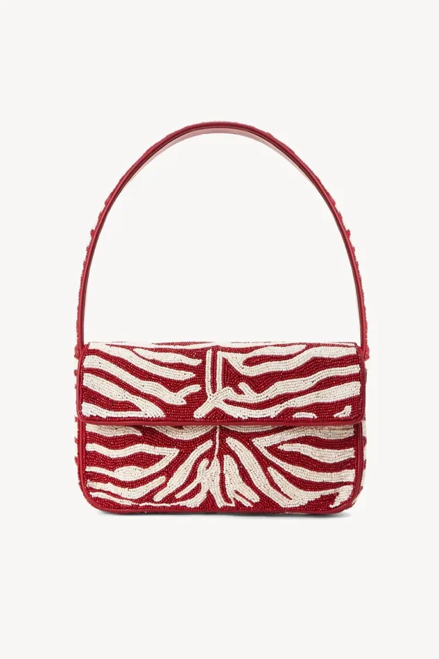 Women STAUD Shoulder TOMMY BEADED BAG SCARLET WHITE
