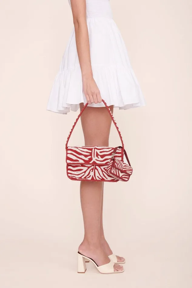 Women STAUD Shoulder TOMMY BEADED BAG SCARLET WHITE Women STAUD Shoulder TOMMY BEADED BAG SCARLET WHITE