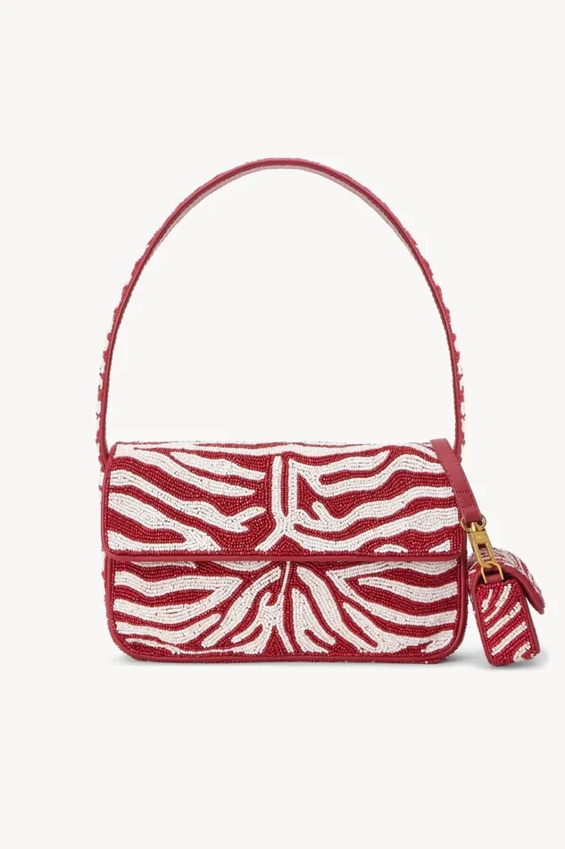 Women STAUD Shoulder TOMMY BEADED BAG SCARLET WHITE Women STAUD Shoulder TOMMY BEADED BAG SCARLET WHITE