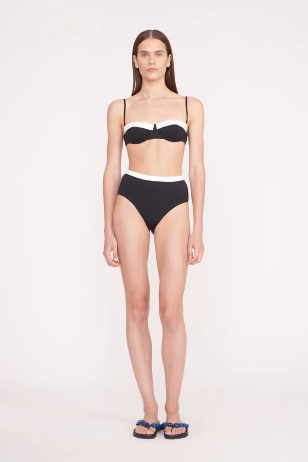 Women STAUD Swim DEVON HIGH RISE BIKINI BOTTOM BLACK WHITE Women STAUD Swim DEVON HIGH RISE BIKINI BOTTOM BLACK WHITE