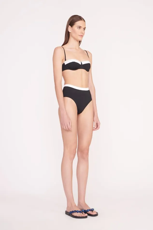 Women STAUD Swim DEVON HIGH RISE BIKINI BOTTOM BLACK WHITE Women STAUD Swim DEVON HIGH RISE BIKINI BOTTOM BLACK WHITE