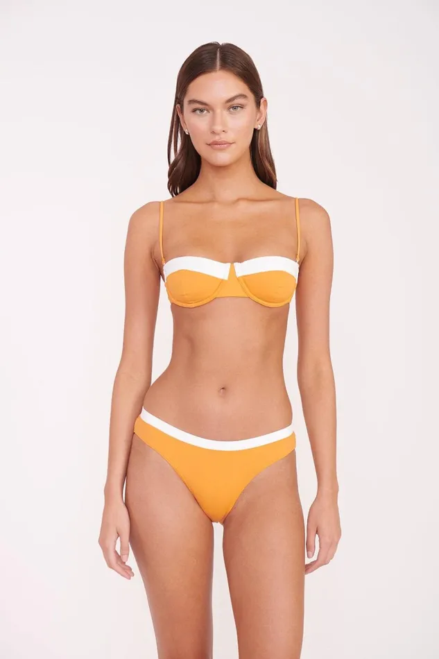Women STAUD Swim JO BALCONETTE BIKINI TOP NECTARINE WHITE
