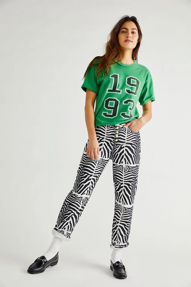Women StraightLeg Jeans Free People House Of Sunny Jessie Reef Jeans Lunar Coral Print