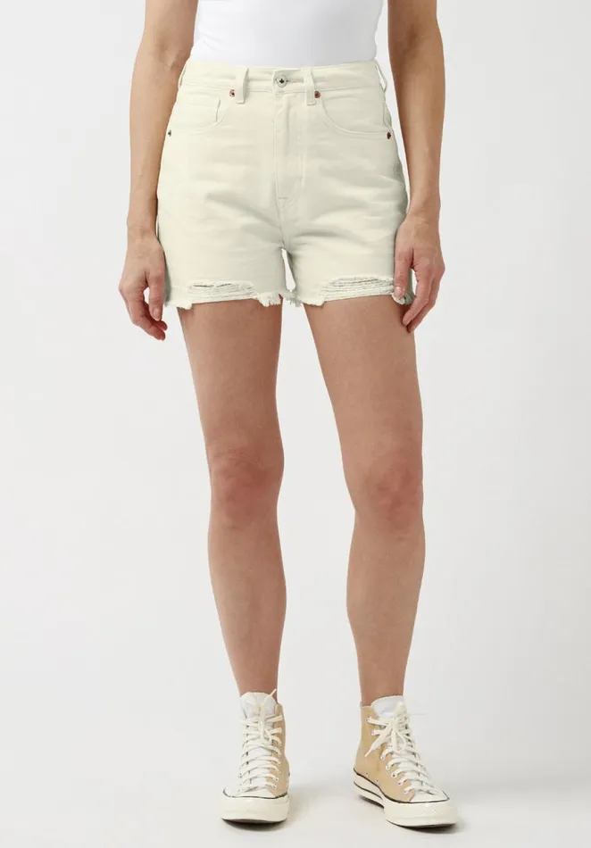 Women Super High Rise Joanna Frayed Shorts Black Buffalo David Bitton Shorts and Skirts