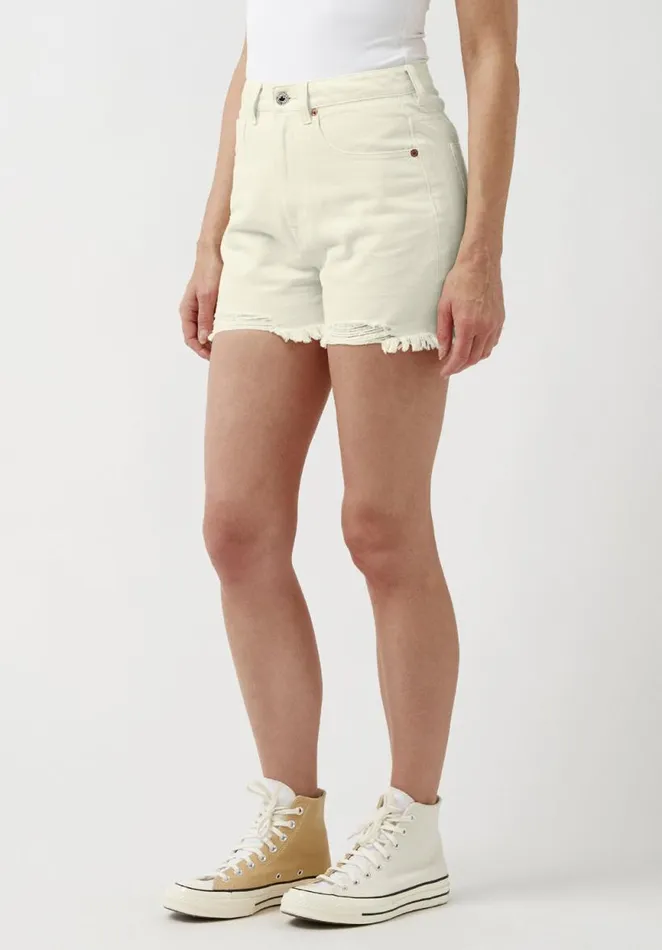 Women Super High Rise Joanna Frayed Shorts Black Buffalo David Bitton Shorts and Skirts