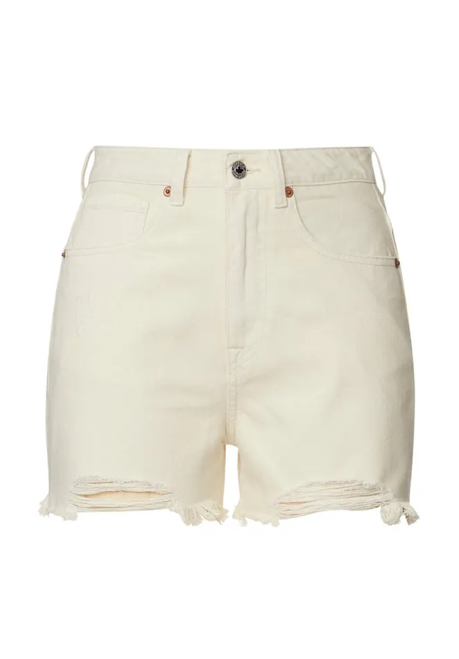Women Super High Rise Joanna Frayed Shorts Black Buffalo David Bitton Shorts and Skirts