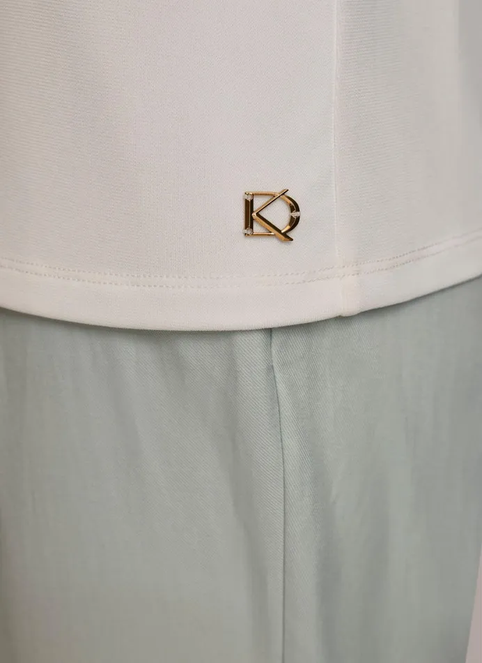 Women Sweaters And Tops Donna Karan ASYMMETRICAL DRAPE SHOULDER TOP Blue Frost