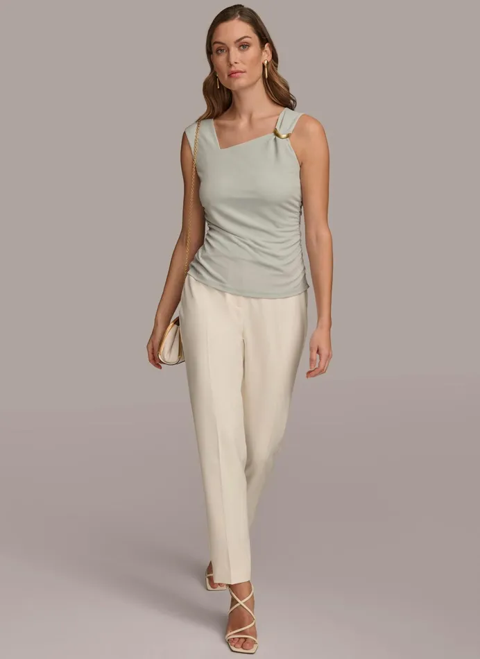 Women Sweaters And Tops Donna Karan ASYMMETRICAL TOP WITH HARDWARE Blue Frost