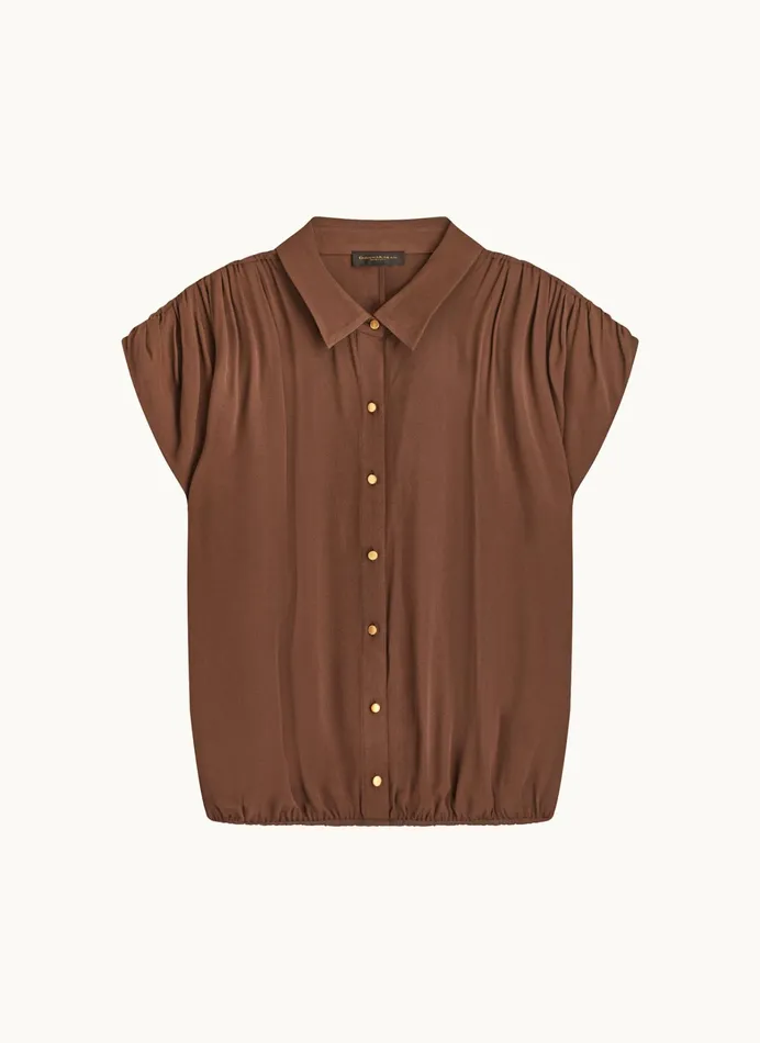 Women Sweaters And Tops Donna Karan ELASTIC HEM BLOUSE Canyon