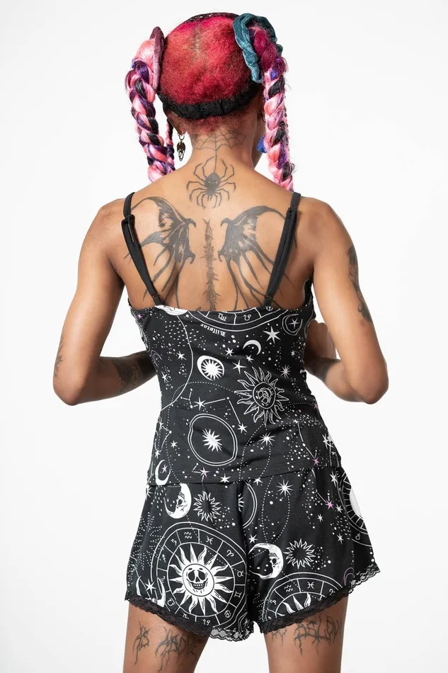 Women TShirts and Vests Killstar Cosmos Lace Cami
