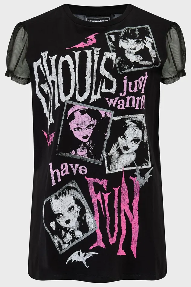 Women TShirts and Vests Killstar Ghoul Friends Sheer Combo Top