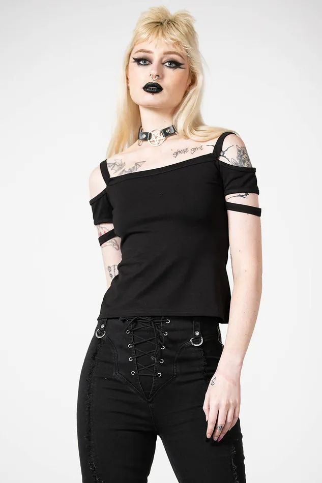 Women TShirts and Vests Killstar Huntly Bardot Top