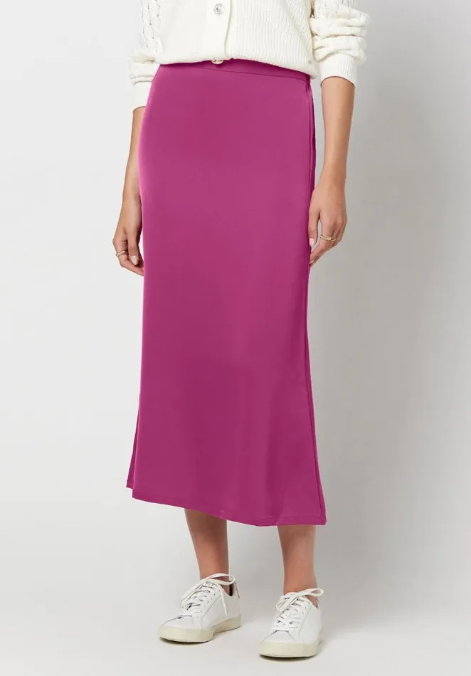 Women Tea Length Adler Satin Skirt Black Buffalo David Bitton Dresses and Jumpsuits