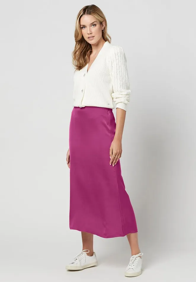 Women Tea Length Adler Satin Skirt Black Buffalo David Bitton Dresses and Jumpsuits