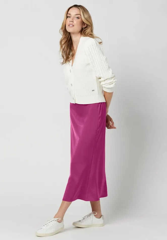 Women Tea Length Adler Satin Skirt Black Buffalo David Bitton Dresses and Jumpsuits