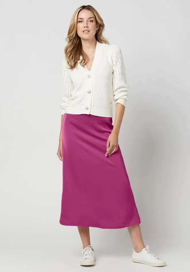 Women Tea Length Adler Satin Skirt Black Buffalo David Bitton Dresses and Jumpsuits