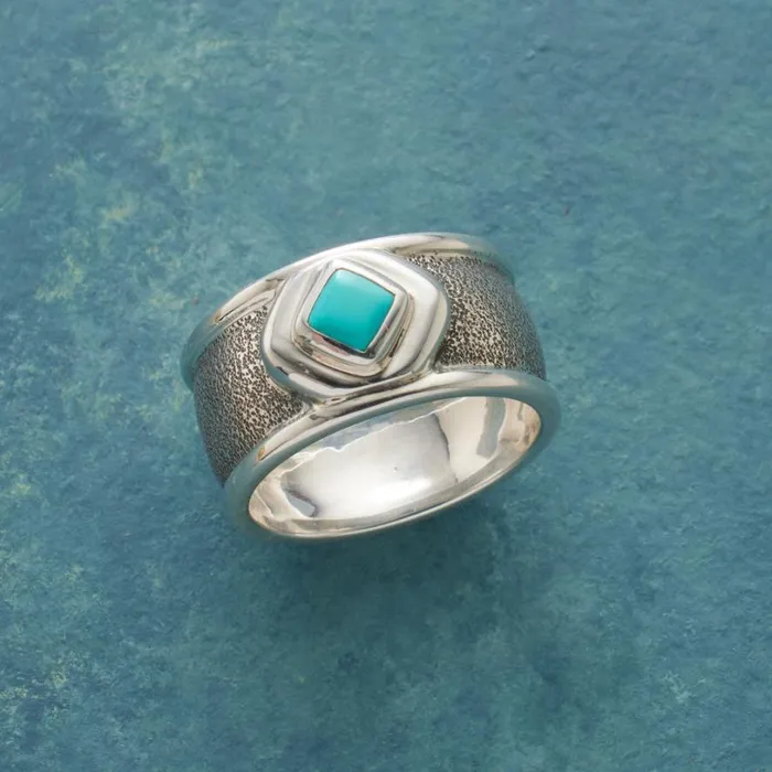 Women Textural Turquoise Ring Sundance Catalog Rings