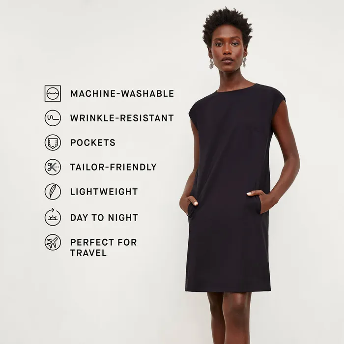 Women The Maaza Travel Dress 8211 OrigamiTech Black Suiting M M LaFleur