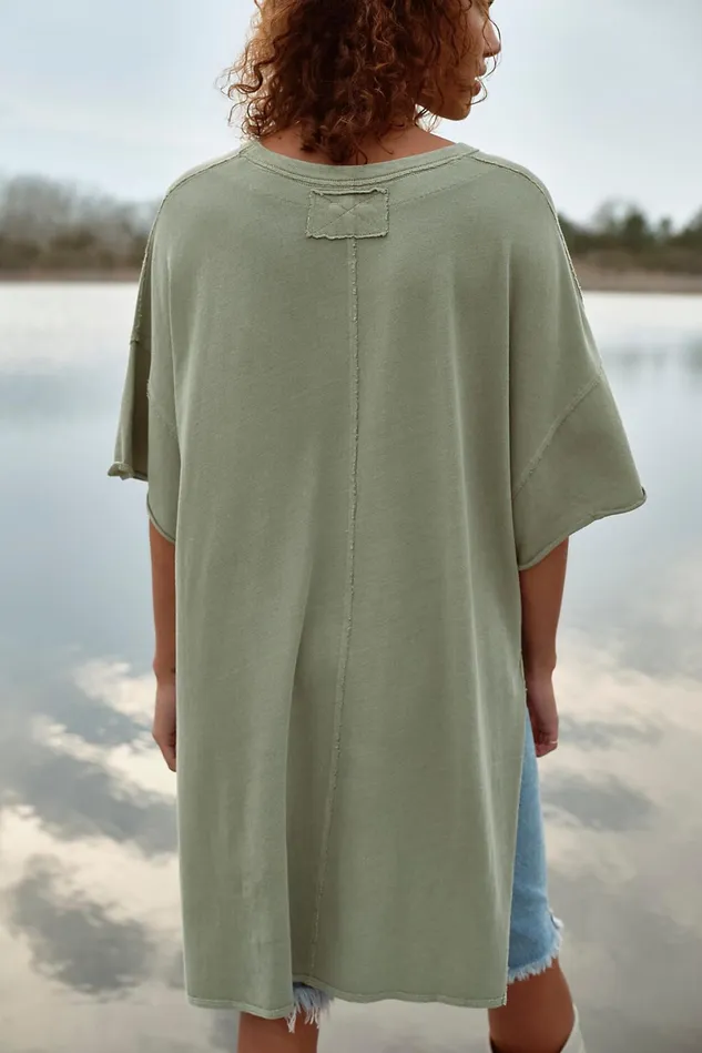 Women Tops Free People Care FP Running On Empty Tee Green Tea Leaves