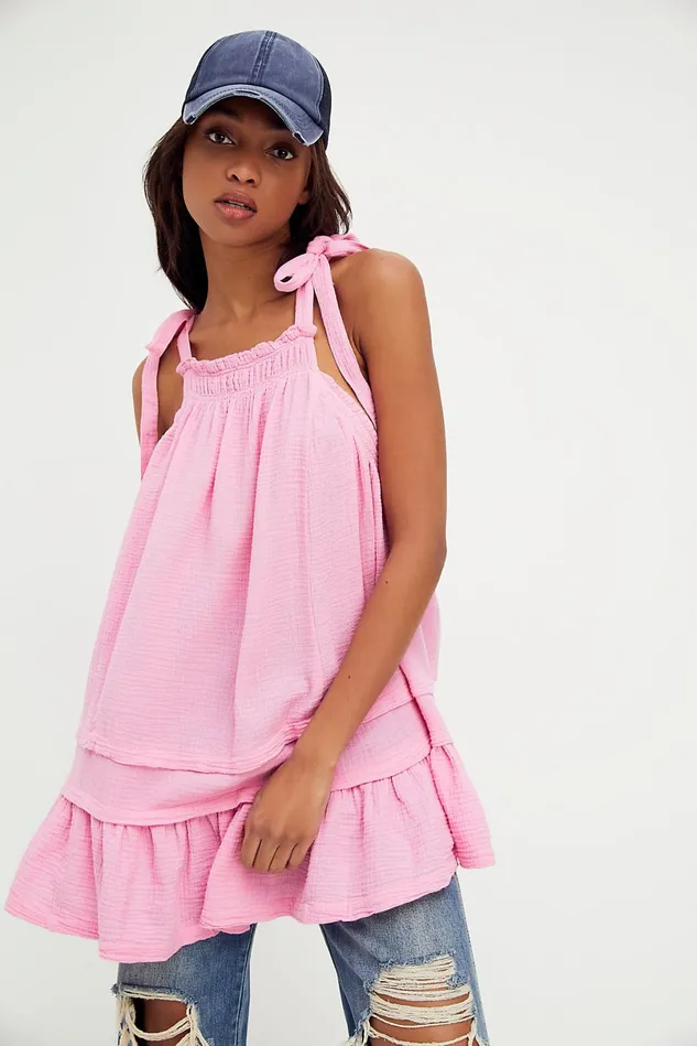 Women Tops Free People Fleur Washed Tunic Sachet Pink