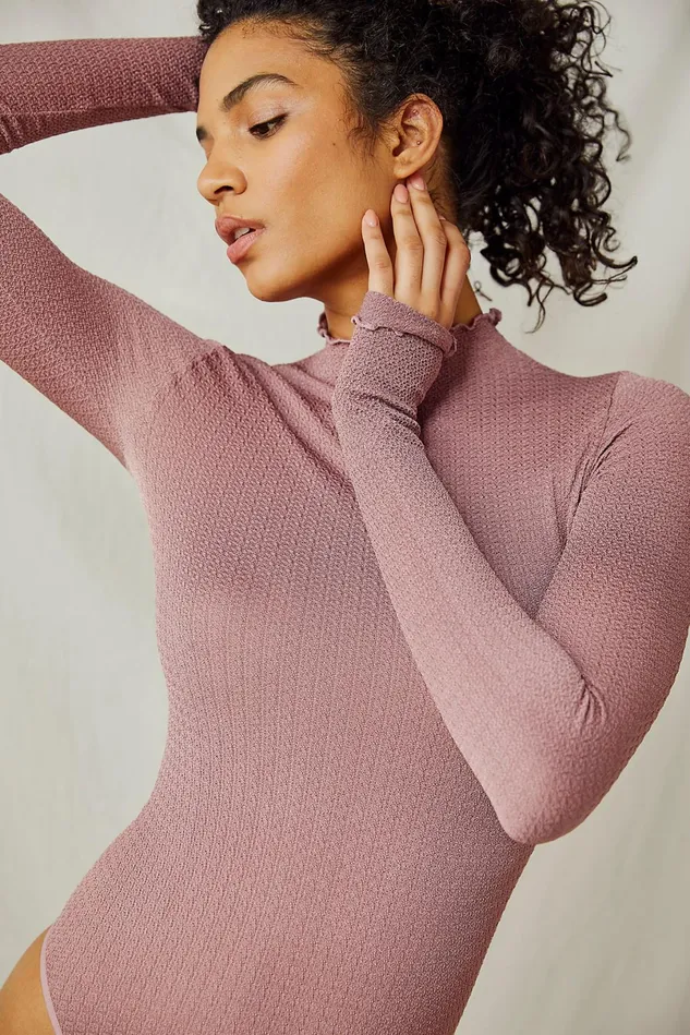 Women Tops Free People Make It A Mock Neck Seamless Bodysuit Dried Currant