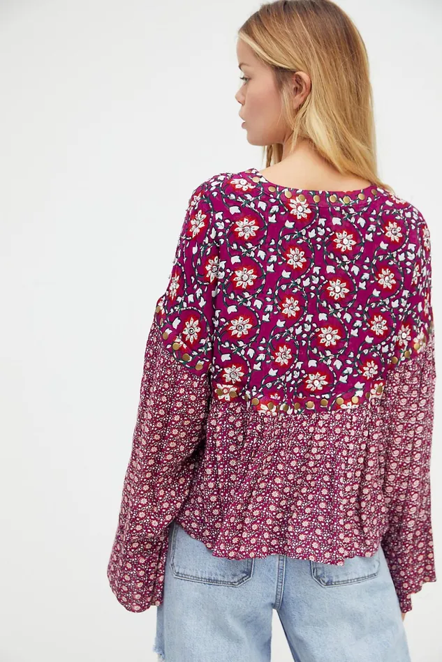 Women Tops Free People Malia Babydoll Jacket Berry Combo