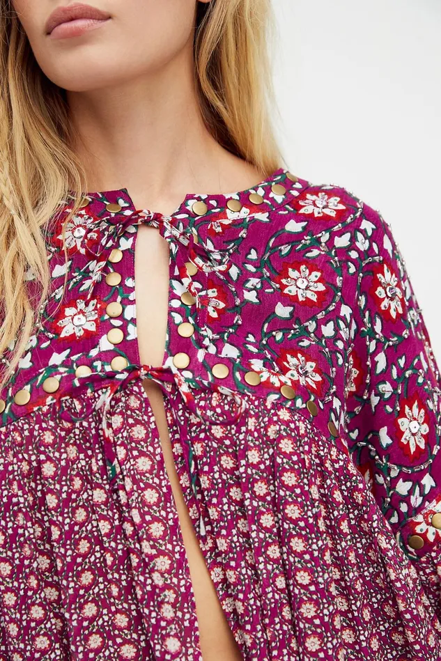 Women Tops Free People Malia Babydoll Jacket Berry Combo