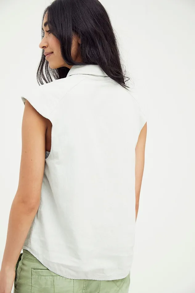 Women Tops Free People Nichola Sleeveless Shirt Sea Washed