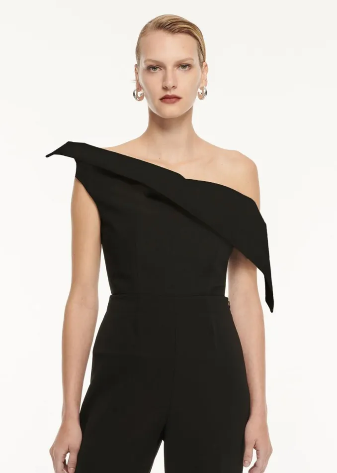 Women Tops Roland Mouret Asymmetric Drape Wool Silk Top