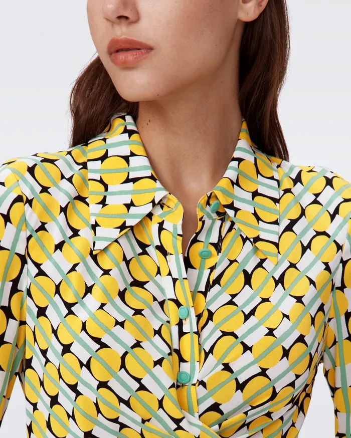 Women Tori Wrap Dress Tiny Maypole Yellow DVF Dresses