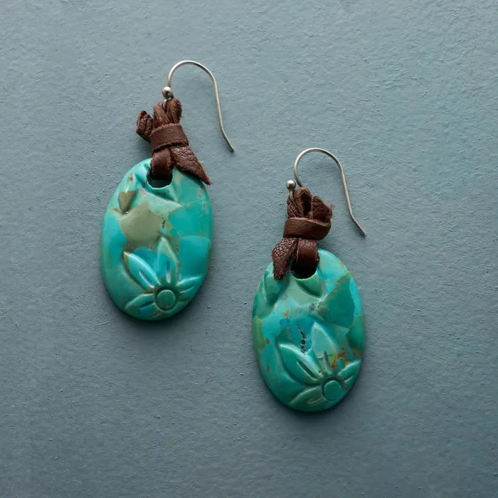 Women Turquoise Cartouche Earrings Sundance Catalog Earrings